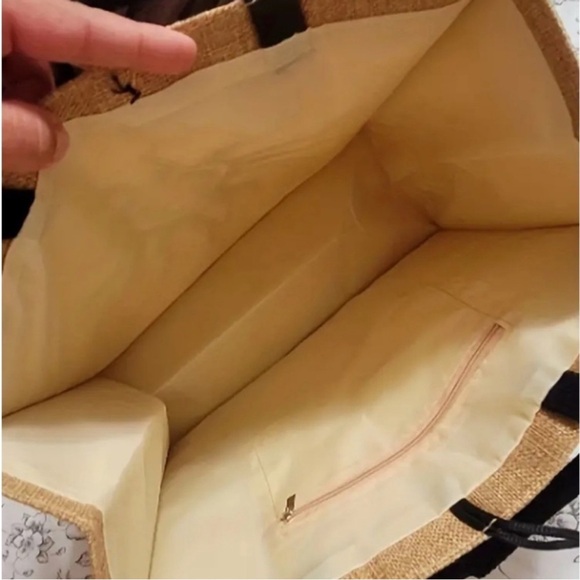 Mama Jute Tote Bag - Tan and Black - Picture 3 of 4